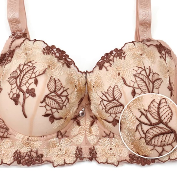 Women Super Push Up Bra Embroidery Lingerie Lace sexy floral Thick Padded Bras - Picture 5 of 15